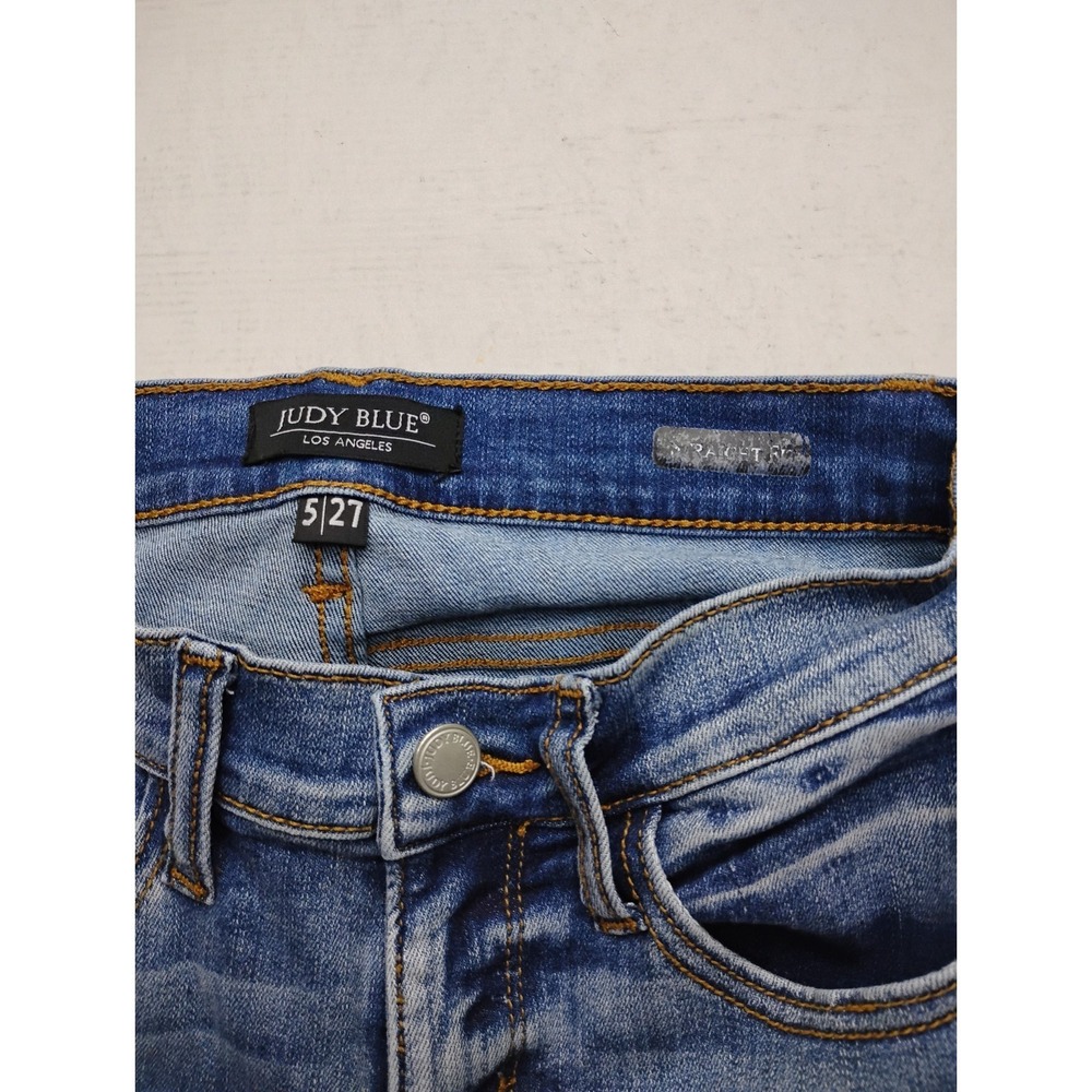 Judy Blue Jeans Womens 5/27 Blue‎ Straight Fit Raw Hem Faded